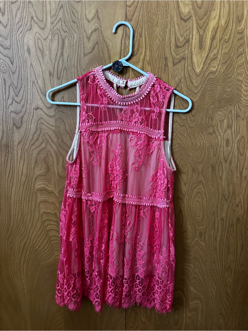 Filly Flair Salmon Pink Lace Sleeveless Blouse